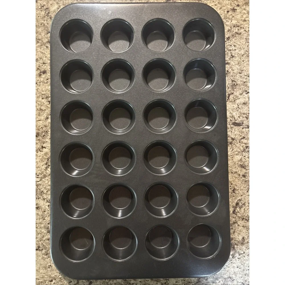 24 Cup Mini Muffin Pan Heavy Commercial Nonstick Baking Tray Cupcake Muffin EUC
